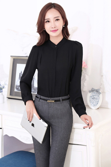 女士修身職業(yè)長(zhǎng)袖襯衫定做