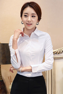 女士長(zhǎng)袖白襯衫定做